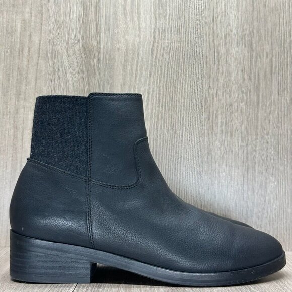 Eileen Fisher Shoes - Eileen Fisher Boots Size 6.5 Knitted Chelsea Ankle Stacked Heel Leather Black